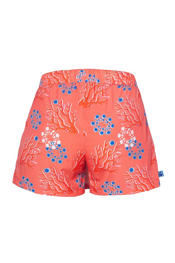 Mercan Kadın Şort Etek – Lastikli Bel, Bağcıklı, Pembe Desenli Yazlık Skort - 5