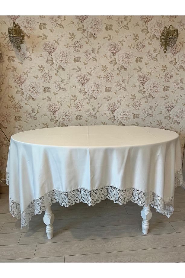 Iris Model 160x220cm Dertsiz Kumaş Fransız Güpür Masa Örtüsü - 3