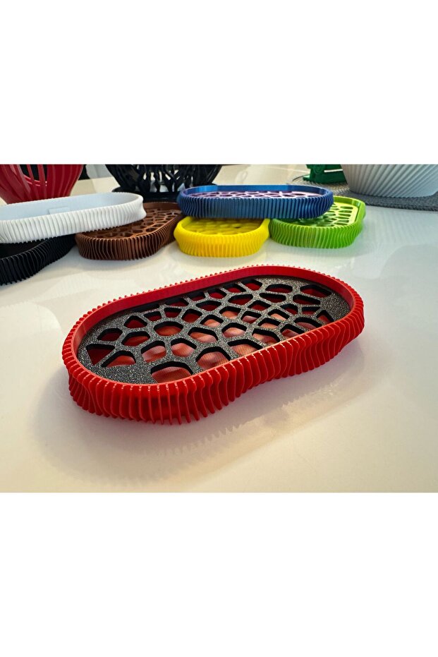 3D Soap Dish, Wave Model, Red / Black - 4