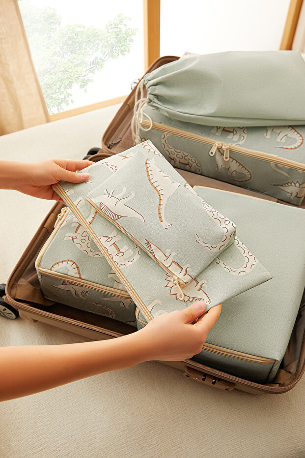 6-Piece Dinosaur Baby Birth Hospital Outlet Bag Organizer Multi-Purpose Organizer