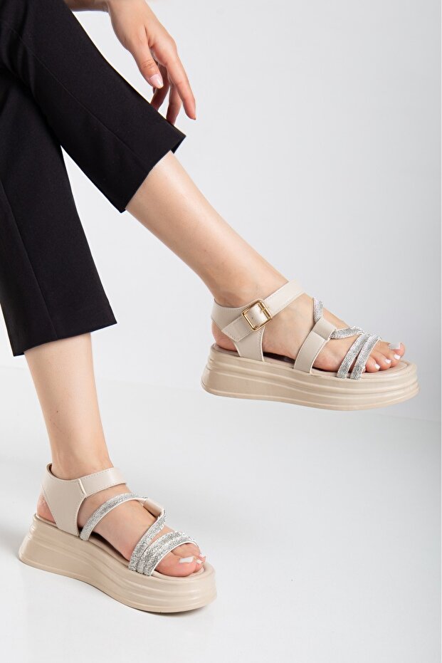 صندل بنعل عريض من حجر الراين - 7