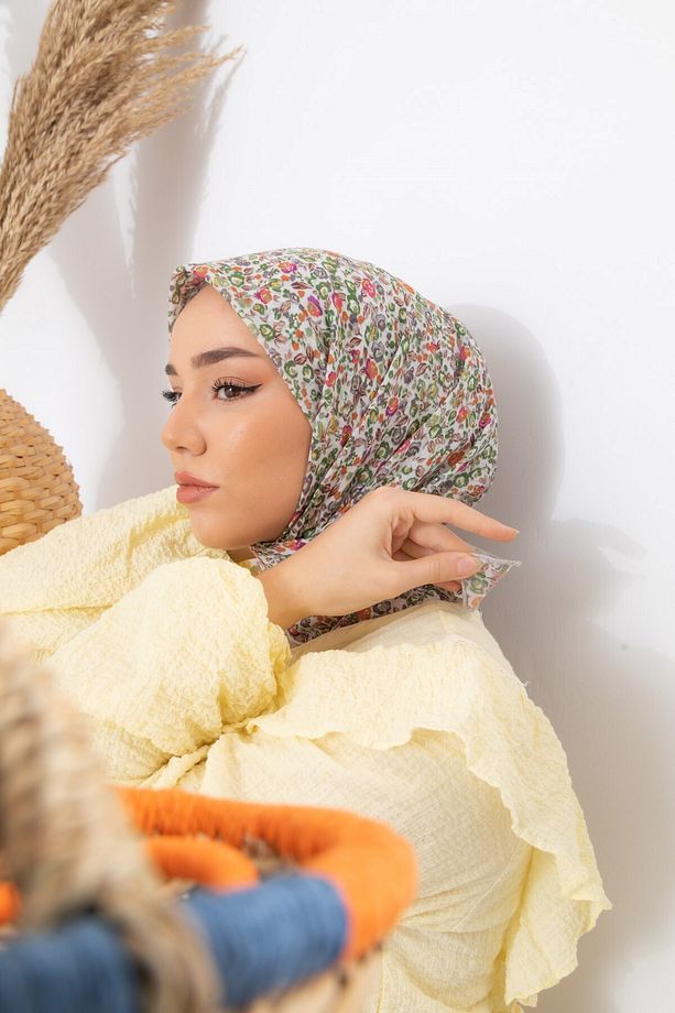 Soft Pamuk Karanfil Desen Eşarp 73030-22 - 5