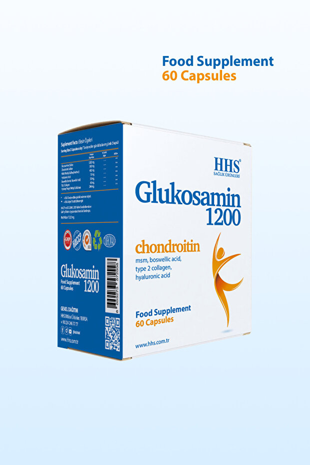 Glukozamin 1200 (Glukosamin) Kondroitin MSM - Diz Eklem Sıvı Desteği - Hyaluronik Asit 60 Kapsül - 3