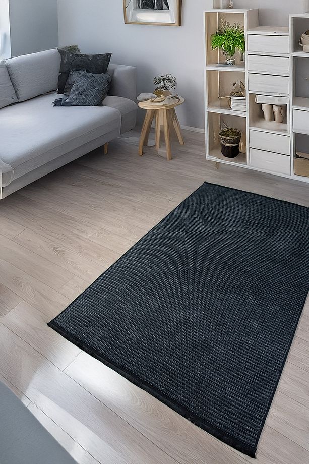 Antrasit Şönil Kilim Mutfak Hasır Sisal Yolluk Salon Oturma Çocuk Odası Dokuma Makine Halısı - 8