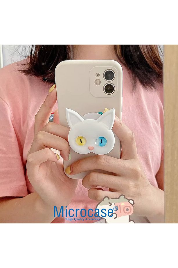 3D Kedi Tasarımlı 3M Yapıştırmalı Cep Telefonu Tutacağı Popsocket - AL5243 - 3