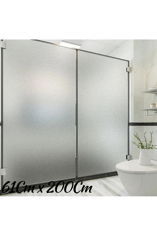 61 Cm x 2 Metre Gümüş Frosted Cam Kumlama, Ofis, Duşakabin ve Balkon Camı Buzlu Kaplama Folyosu - 1