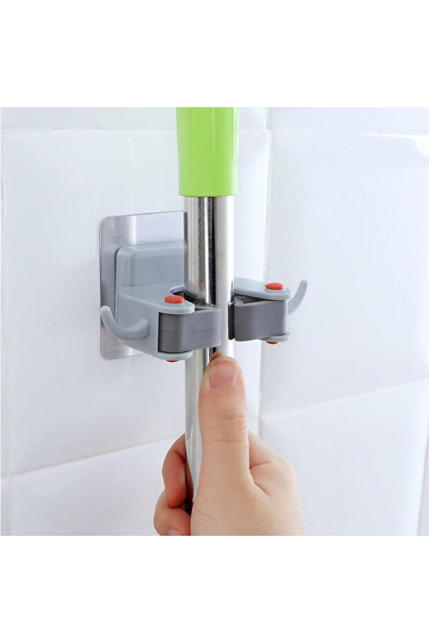 Paspas, Süpürge, Fırça ve Mop Askısı – Sap Tutucu Duvar Askılığı (Mutfak & Banyo İçin Uygun) - 1