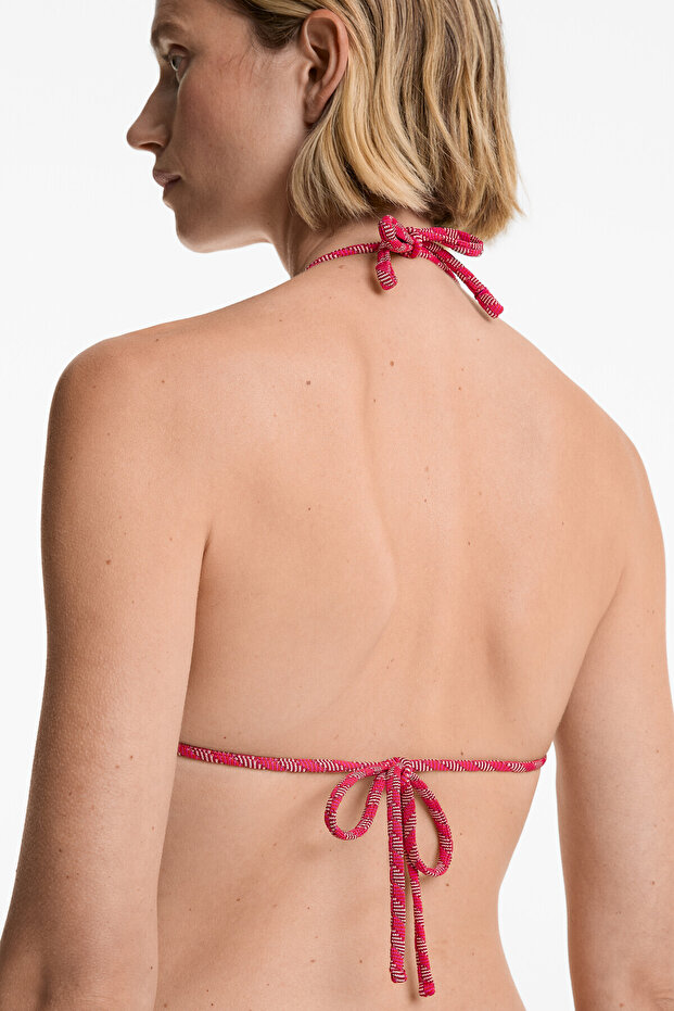 Jakarlı üçgen bikini üstü - 4