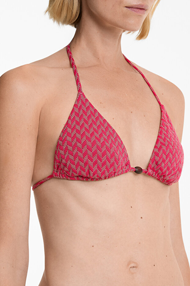 Jakarlı üçgen bikini üstü - 2