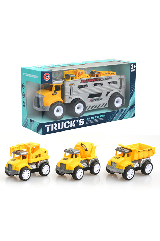 Friction Truck Set - 2 Random Styles Pull-back Engineering Toy - Grey & Yellow