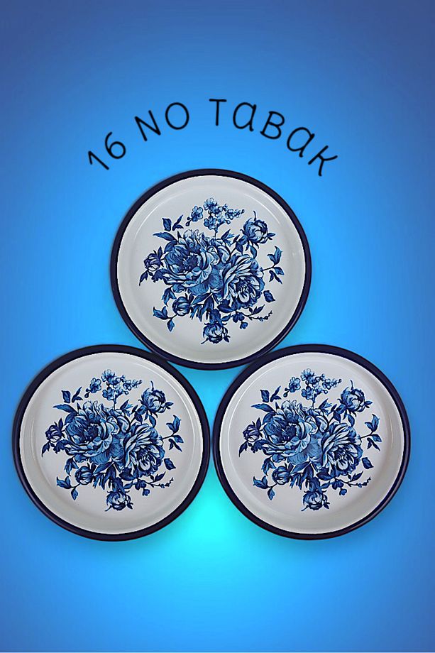 16 Cm 3 Parça Emaye Tabak Tek Kişilik Kahve Tabağı, Servis Tabağı Çerez Tabağı,, Hediye, - 1