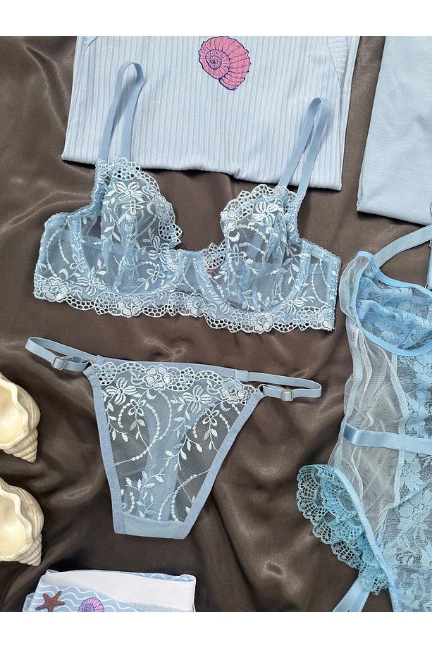 Kadın Miary 6 Parçalı Dev Pijama Jartiyer İç Çamaşır Seti - 4