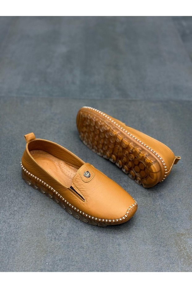 Tan Leather Orthopedic Women's Casual Shoes