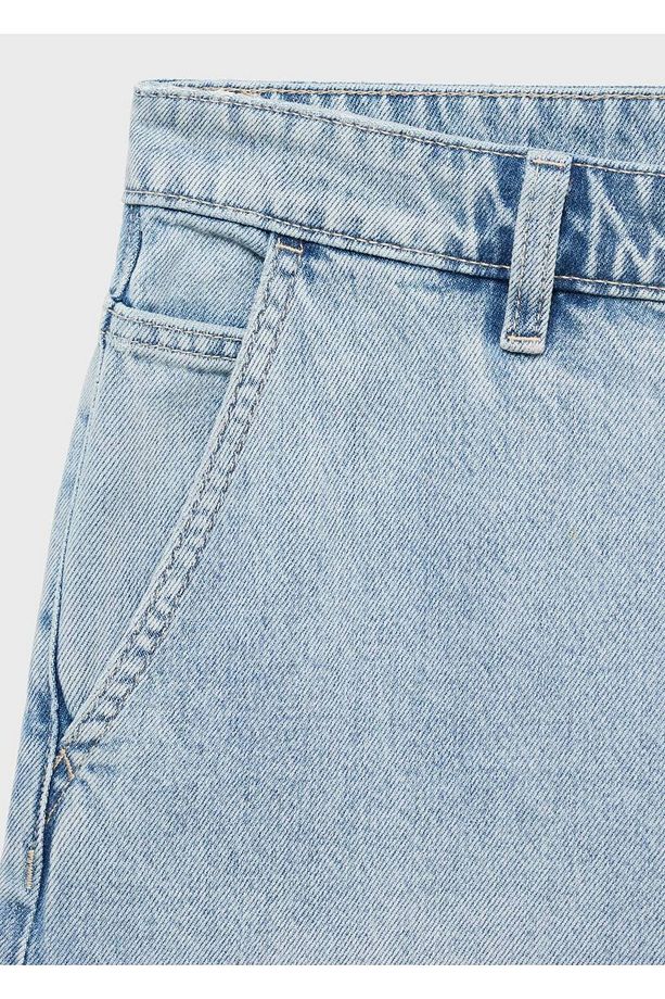 Düz denim Bermuda şort - 6