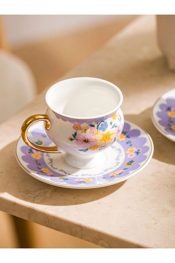 LCW HOME Karişik 2 Kişilik Baskılı Porselen Kahve Fincan Takımı 90 ml T T - 3