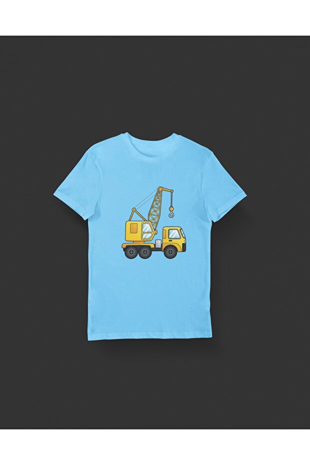 Children's -Crane- Transfer Printed Round Neck Short Sleeve T-Shirt