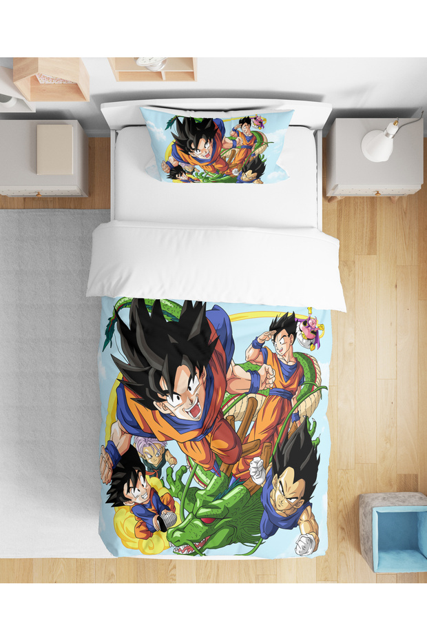 طقم غطاء لحاف للأولاد والبنات الصغار بدون ملاءات من Son Goku ثلاثي الأبعاد مطبوع رقميًا