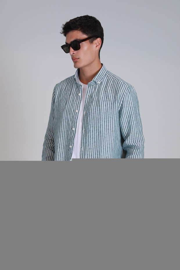 111010610 Нова мъжка риза с обикновена кройка Мъжка риза ЗЕЛЕНА - 5