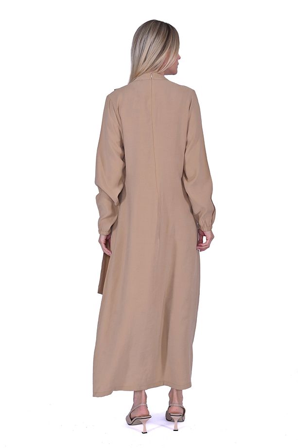 6958 Modal Kumaş Camel Elbise - 6