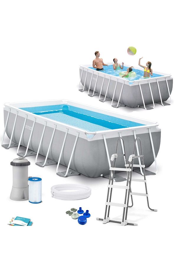 İntex 26788 Büyük Prefabrik Aile Havuzu 400x200x100cm Merdiven+Filtre Set - 1