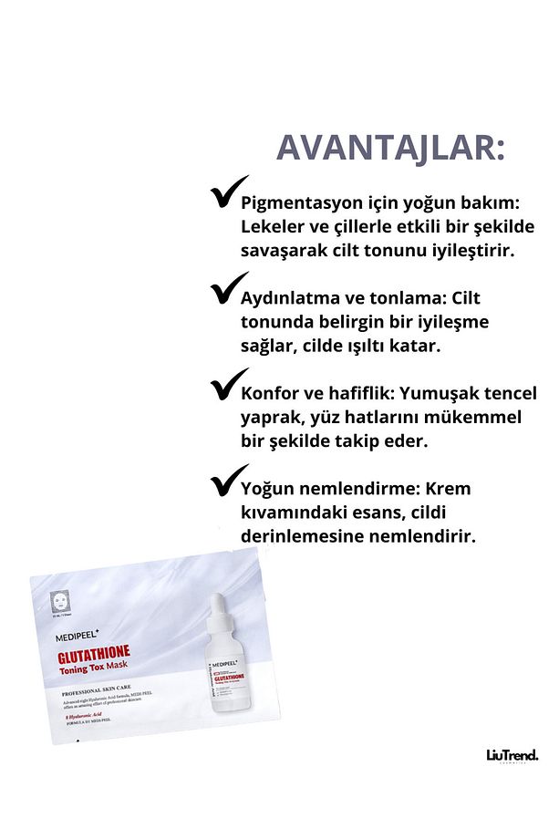 Glutathione Toning Tox Mask 25 ml * 5 adet Beyazlatıcı tonik yüz maskesi - 3