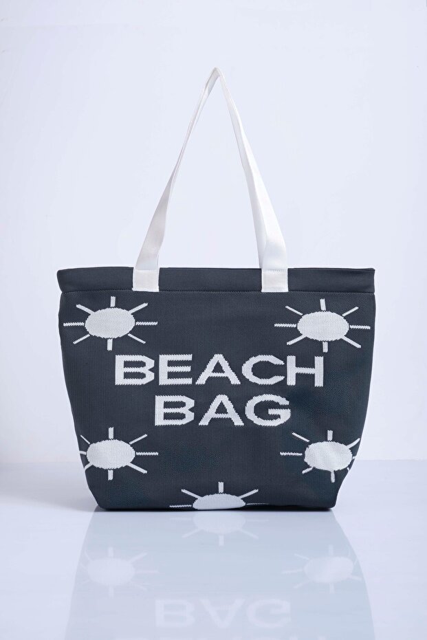 Sun Patterned Knitwear Beach Bag - 1
