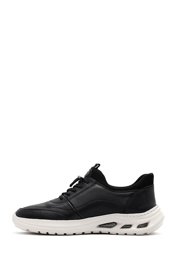 Erkek Siyah Bağcıklı Kalın Tabanlı Deri Sneaker 25SFD6760FT - 2