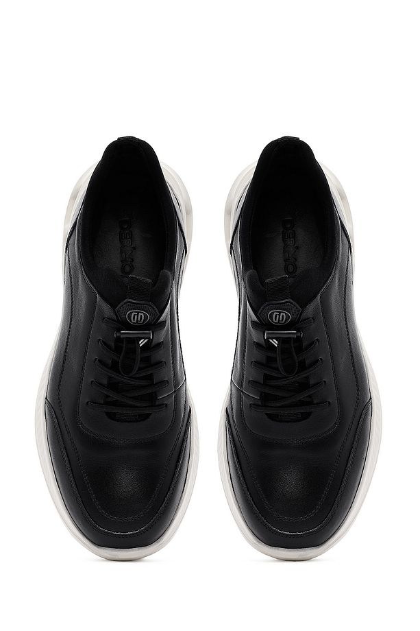 Erkek Siyah Bağcıklı Kalın Tabanlı Deri Sneaker 25SFD6760FT - 7