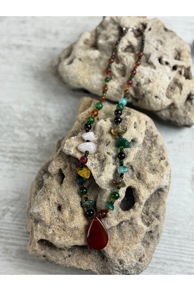 Damla model doğal taş kolye - 2