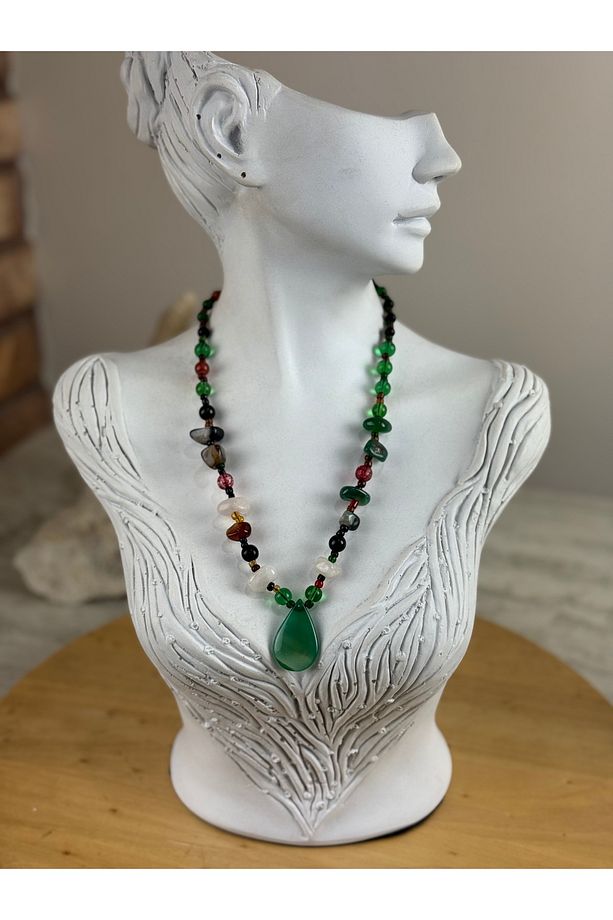 Damla model doğal taş kolye - 1