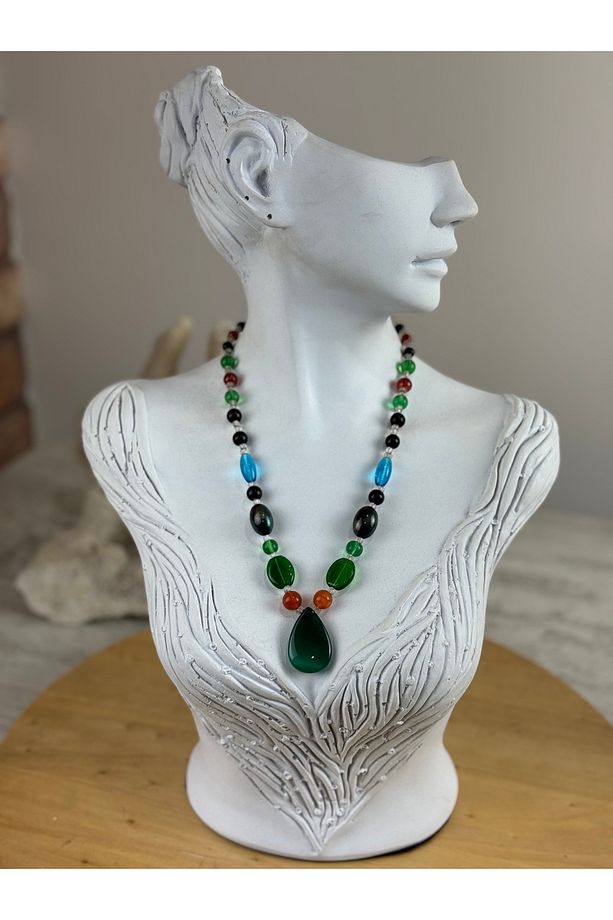 Damla model doğal taş kolye - 1