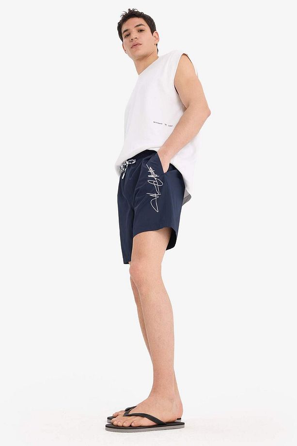 Regular Fit File Astarlı Kısa Boy Deniz Şortu B7255AX25HS - 3