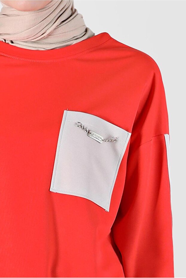 KOLLARI ŞERİTLİ CEP DETAYLI EŞOFMAN TUNİK 42859 - 4