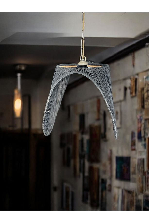 Siyah Baykuş Bohem Avize 50x35cm Hasır Avize Jüt Avize Rüstik Avize Oda Mutfak Salon Avize - 5