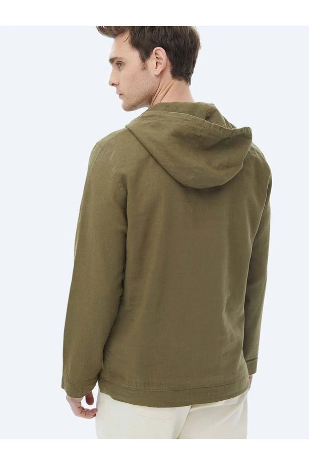 Haki Regular Fit Dokuma Overshırt - 7
