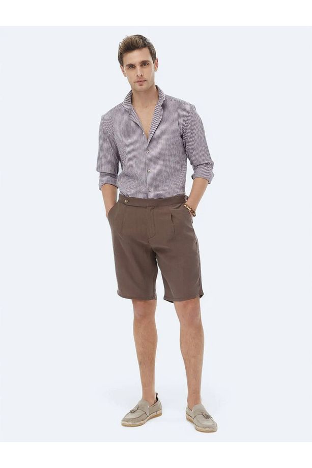 Mürdüm Regular Fit Dokuma Casual Pamuk Karışımlı Gömlek - 2