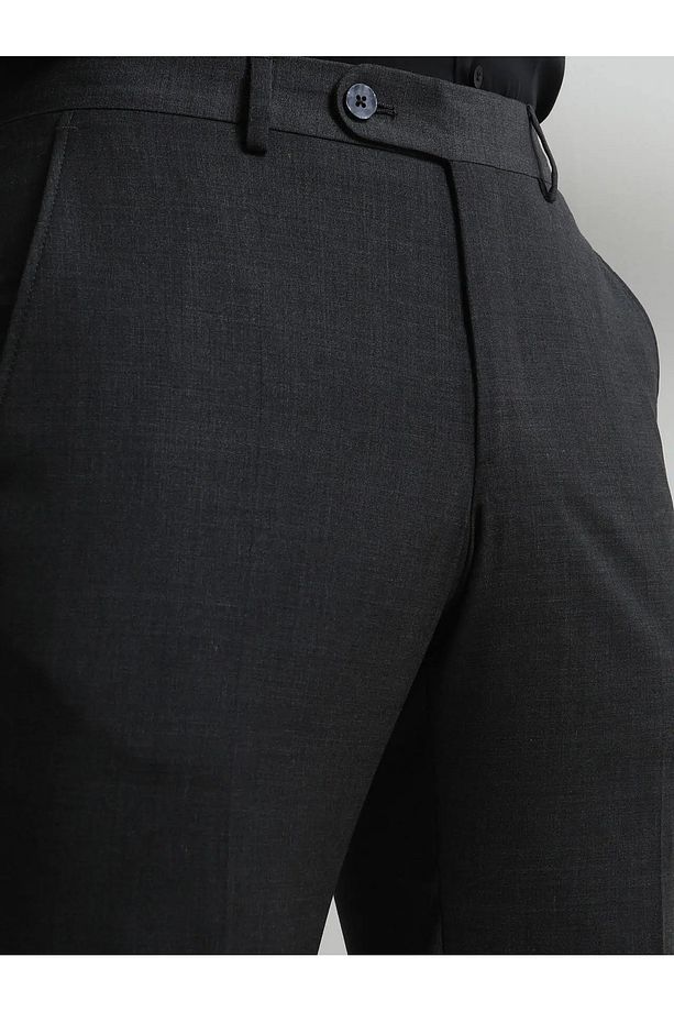 Antrasit Düz Dokuma Slim Fit Klasik Yün Karışımlı Pantolon - 2