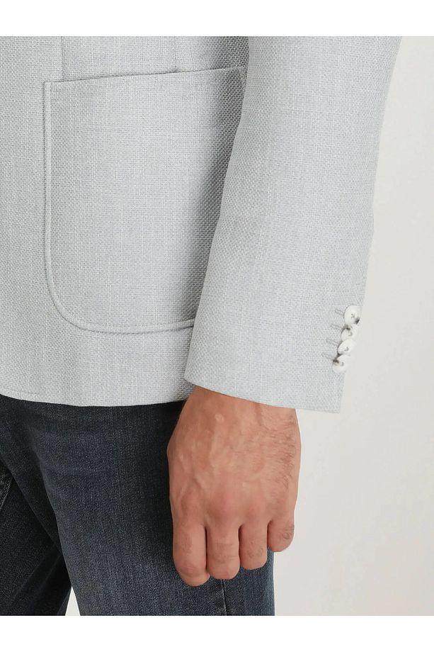 Gri Düz Regular Fit Ceket - 5