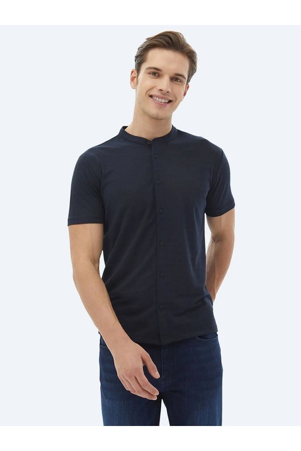 Lacivert Düz Regular Fit Casual Gömlek - 6