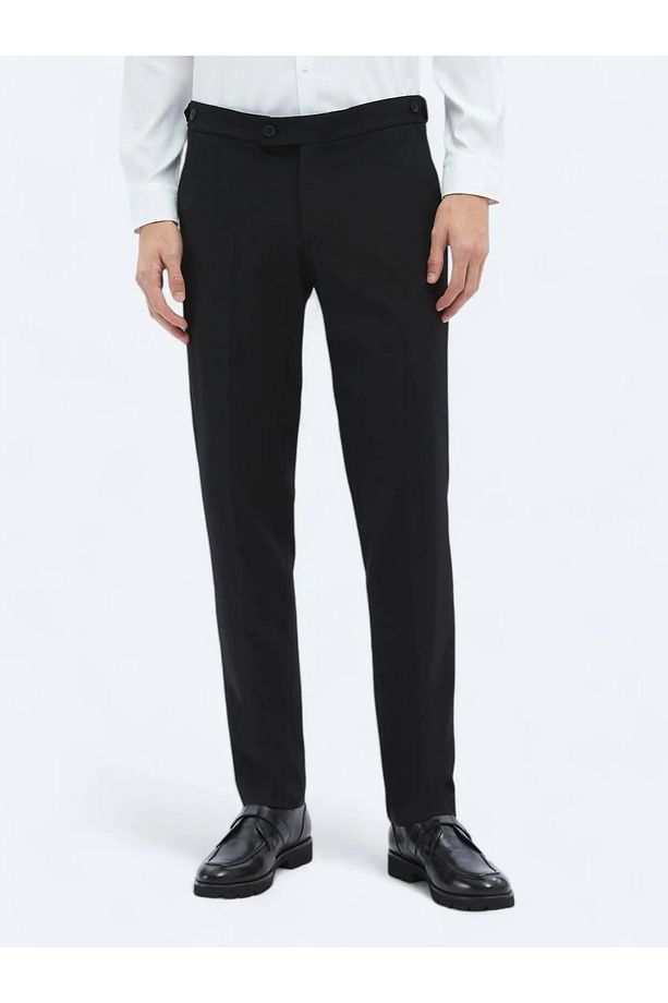 Siyah Dokuma Regular Fit Casual Pantolon - 2