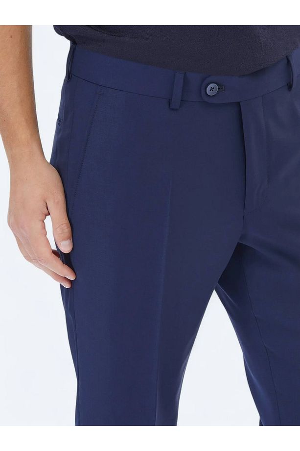 Saks Düz Dokuma Fitted Fit Klasik Yün Karışımlı Pantolon - 4