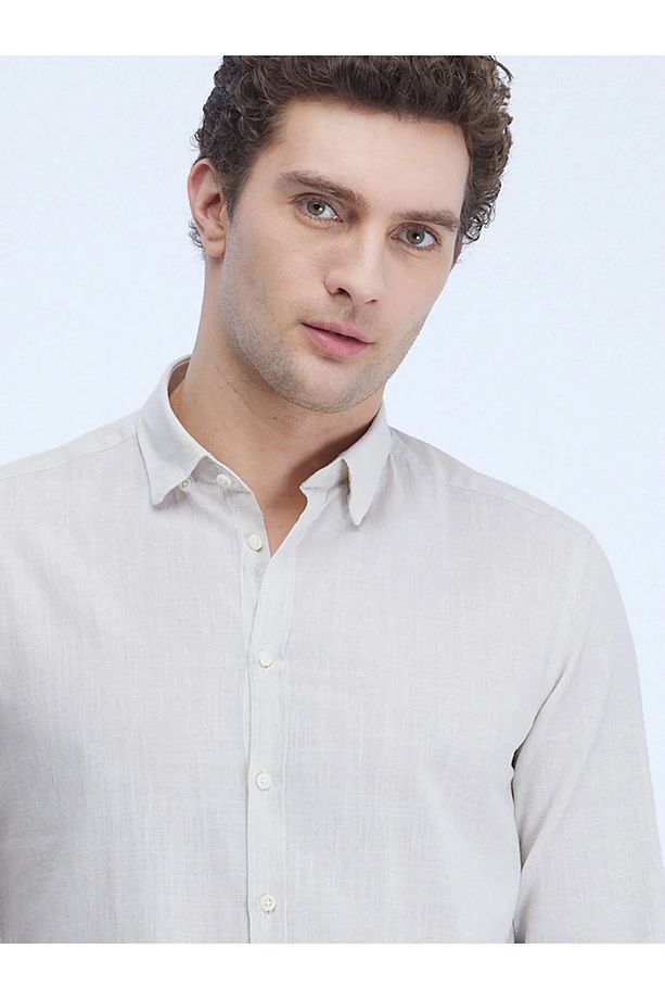 Taş Düz Regular Fit Dokuma Casual %100 Pamuk Gömlek - 3