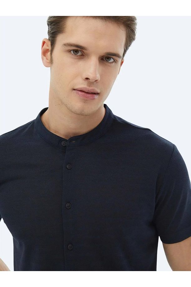 Lacivert Düz Regular Fit Casual Gömlek - 3
