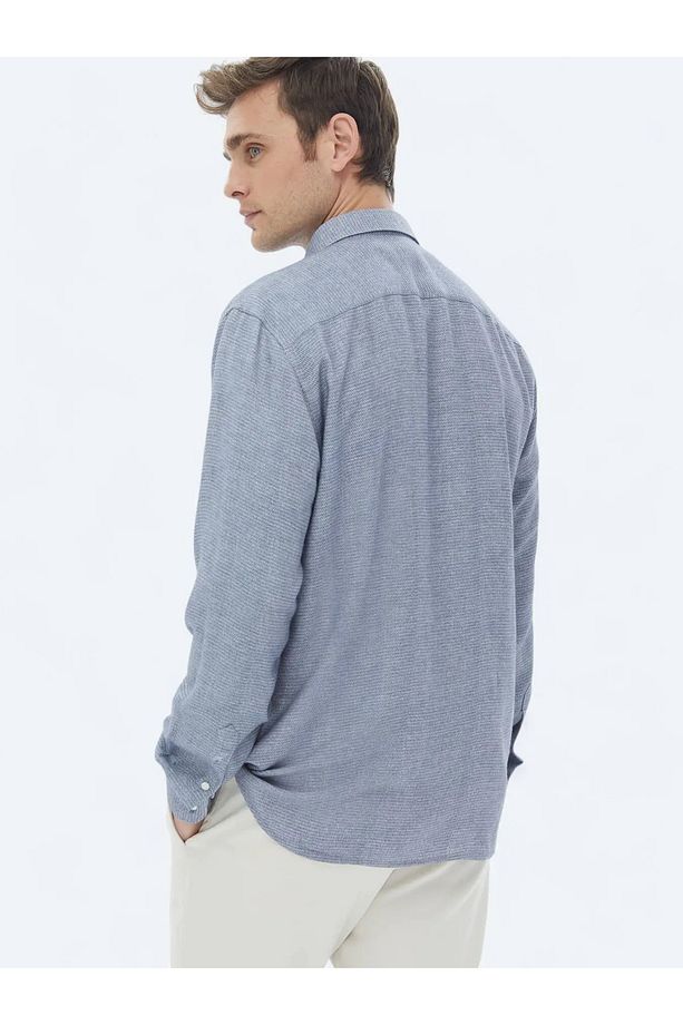 Mavi Desenli Regular Fit Dokuma Casual Gömlek - 7