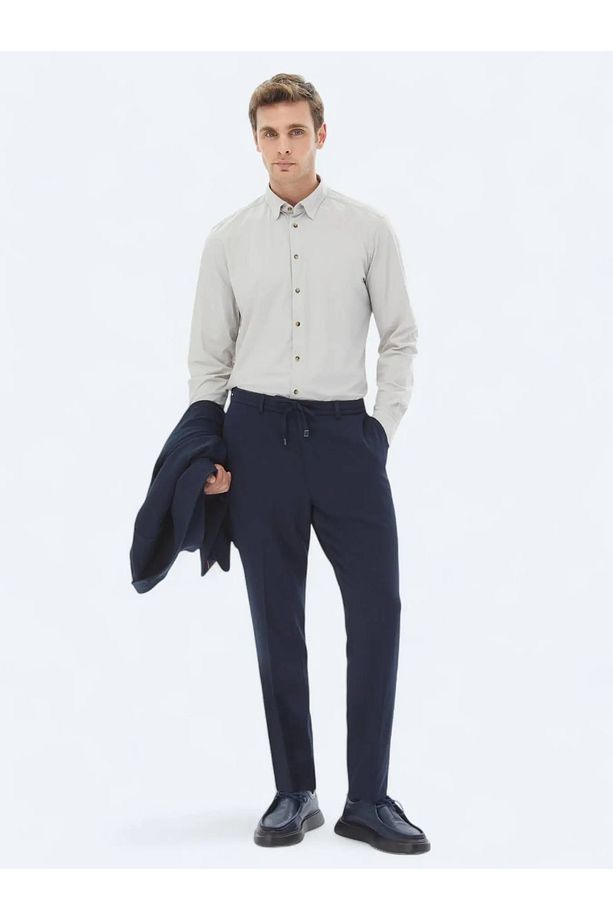 Ekru Düz Regular Fit Casual Gömlek - 2