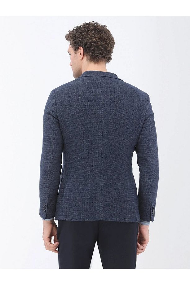 İndigo Mikro Modern Fit Yün Karışımlı Ceket - 6
