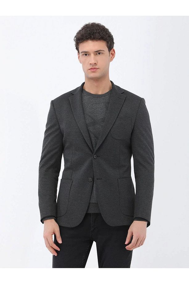 Antrasit Slim Fit Örme Takım Elbise - 7