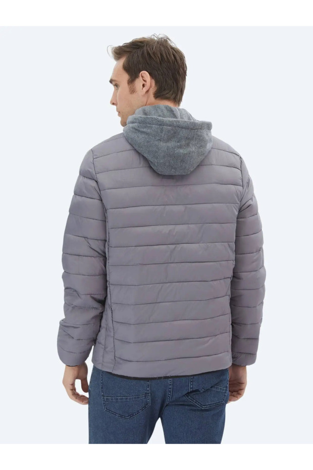 Gri Regular Fit Casual Dokuma Mont - 7