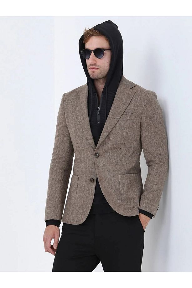 Deve Tüyü Mikro Modern Fit Yün Karışımlı Ceket - 3