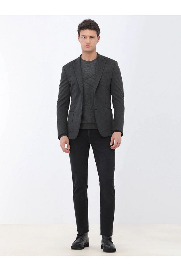 Antrasit Slim Fit Örme Takım Elbise - 2